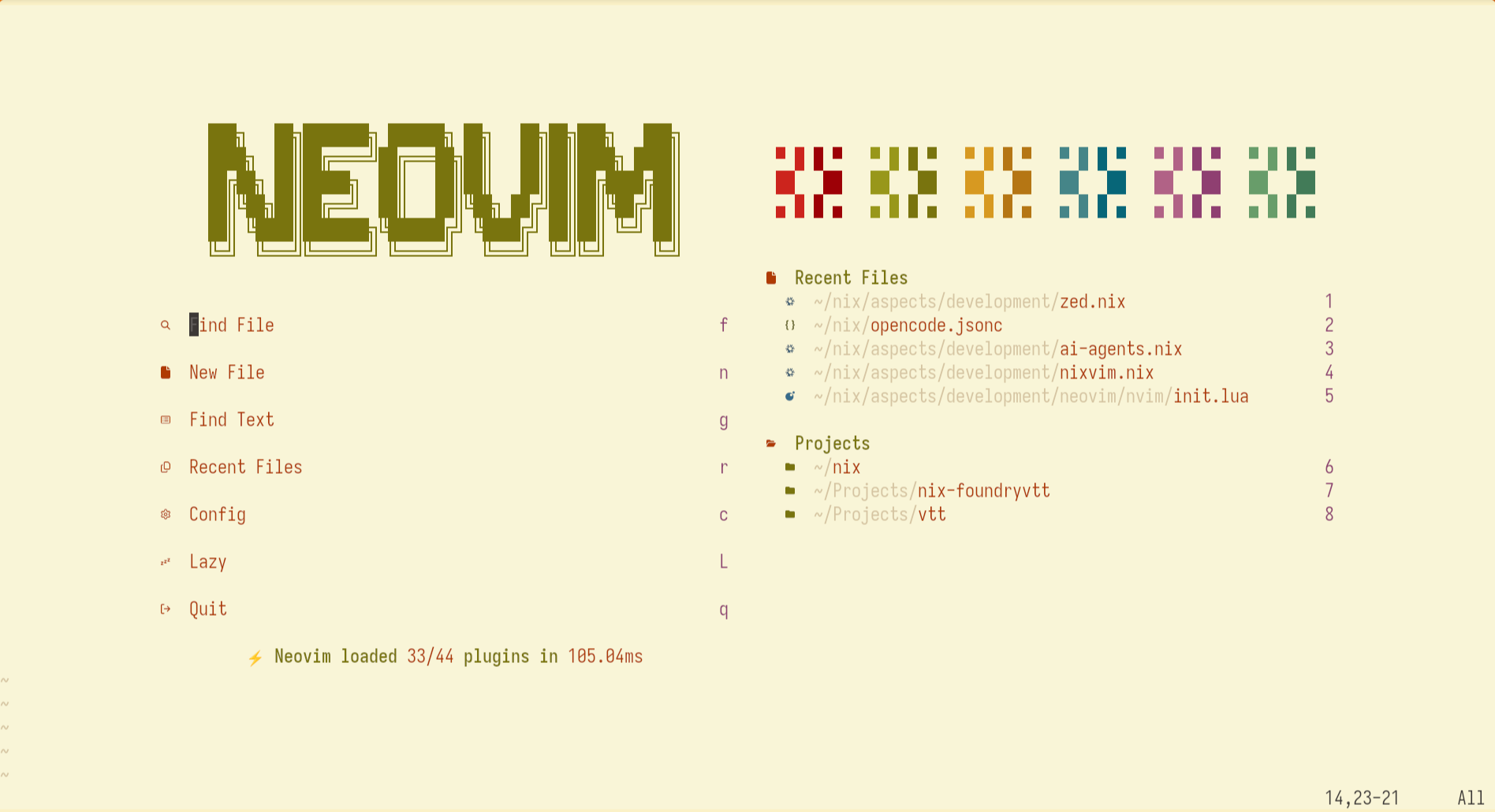 My Custom Config startup screen